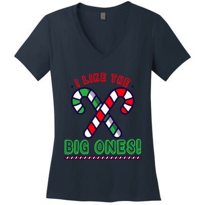 Inappropriate Candy Cane Adult Humor Naughty Wo Christmas Women's V-Neck T-Shirt