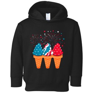 Ice Cream Cones 4th Of July Patriotic Usa Flag Pride Summer Toddler Hoodie