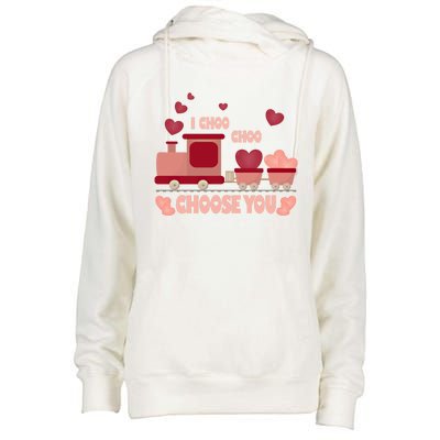 I Choo Choo Choose You Train Valentines Day Gift Womens Funnel Neck Pullover Hood