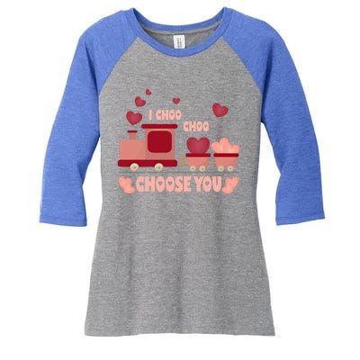 I Choo Choo Choose You Train Valentines Day Gift Women's Tri-Blend 3/4-Sleeve Raglan Shirt