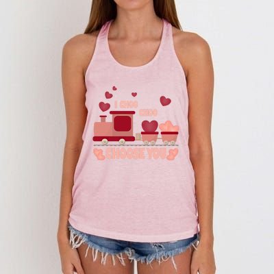 I Choo Choo Choose You Train Valentines Day Gift Women's Knotted Racerback Tank