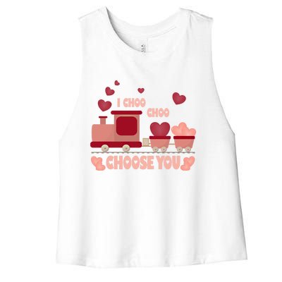 I Choo Choo Choose You Train Valentines Day Gift Women's Racerback Cropped Tank