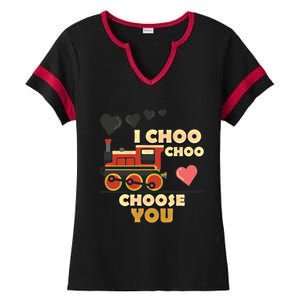 I Choo Choo Choose You Train Valentines Day Railroad Couple Gift Ladies Halftime Notch Neck Tee