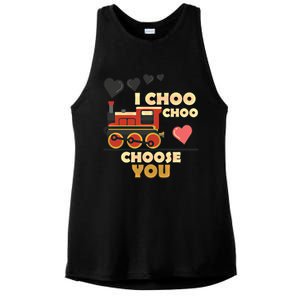 I Choo Choo Choose You Train Valentines Day Railroad Couple Gift Ladies PosiCharge Tri-Blend Wicking Tank