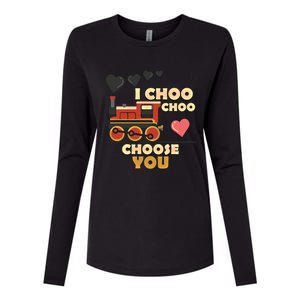 I Choo Choo Choose You Train Valentines Day Railroad Couple Gift Womens Cotton Relaxed Long Sleeve T-Shirt