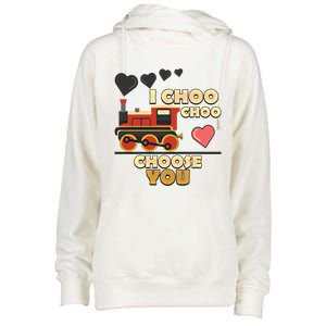 I Choo Choo Choose You Train Valentines Day Railroad Couple Gift Womens Funnel Neck Pullover Hood