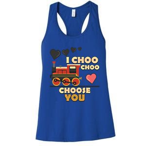 I Choo Choo Choose You Train Valentines Day Railroad Couple Gift Women's Racerback Tank