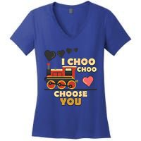 I Choo Choo Choose You Train Valentines Day Railroad Couple Gift Women's V-Neck T-Shirt