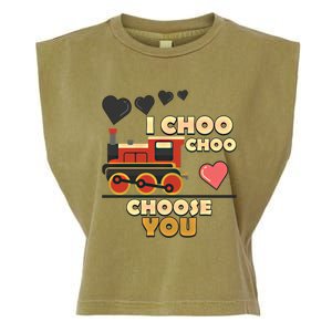 I Choo Choo Choose You Train Valentines Day Railroad Couple Gift Garment-Dyed Women's Muscle Tee