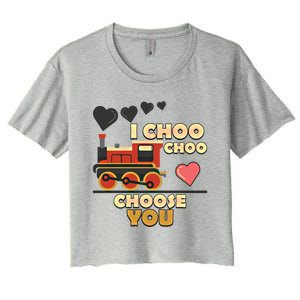 I Choo Choo Choose You Train Valentines Day Railroad Couple Gift Women's Crop Top Tee