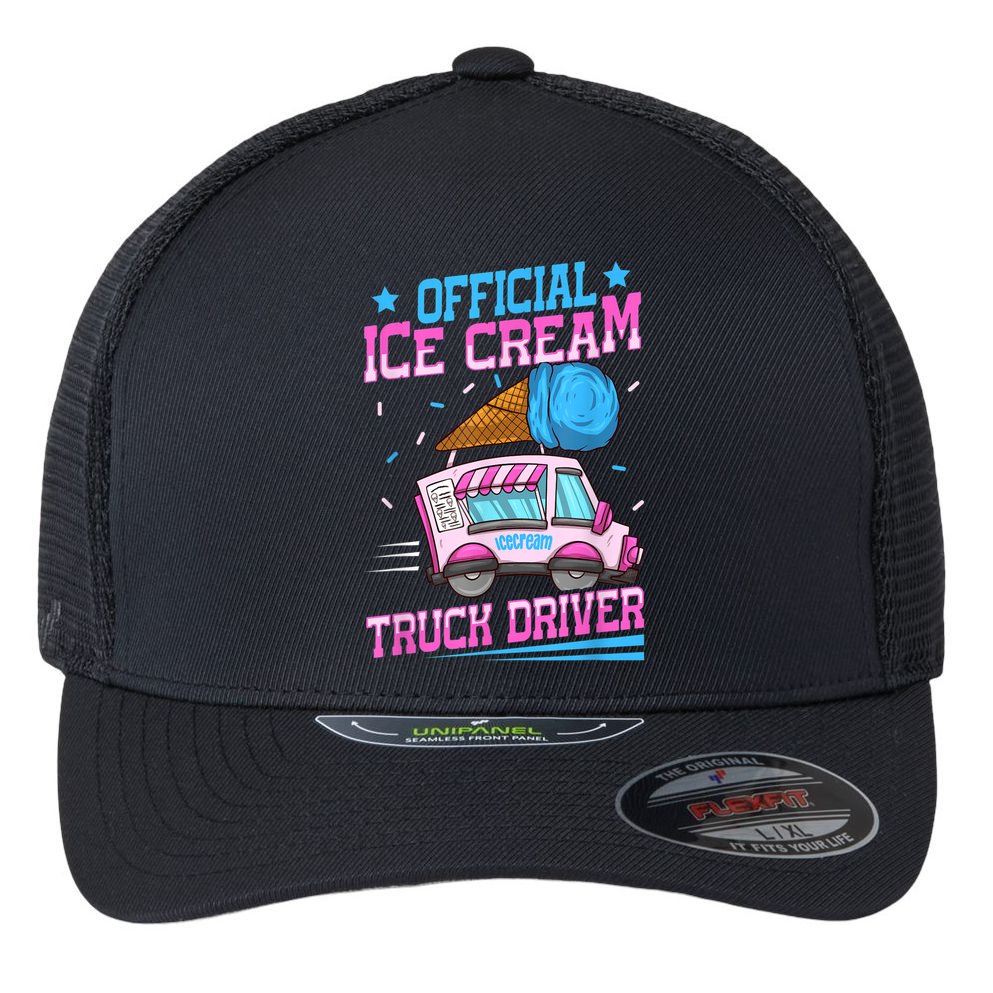Ice Cream Cone Design For An Ice Cream Truck Driver Flexfit Unipanel Trucker Cap