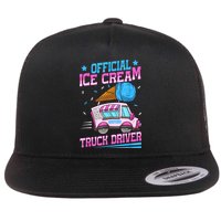 Ice Cream Cone Design For An Ice Cream Truck Driver Flat Bill Trucker Hat