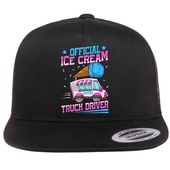 Ice Cream Cone Design For An Ice Cream Truck Driver Flat Bill Trucker Hat