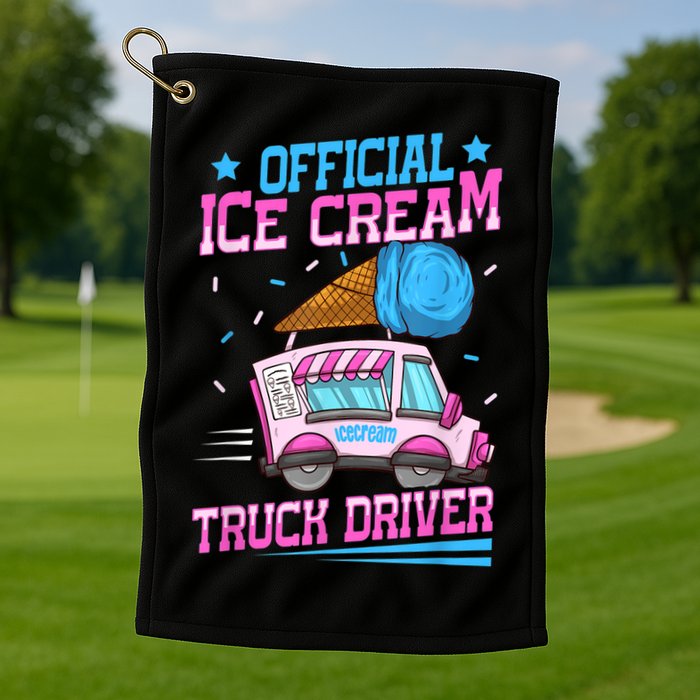 Ice Cream Cone Design For An Ice Cream Truck Driver Golf Towel