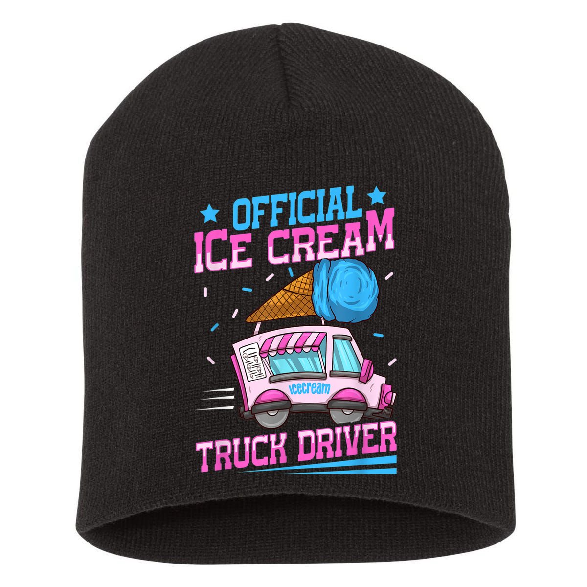 Ice Cream Cone Design For An Ice Cream Truck Driver Short Acrylic Beanie