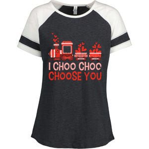 I Choo Choo Choose You Valentines Day Train Gift Enza Ladies Jersey Colorblock Tee