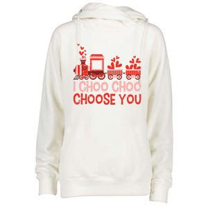 I Choo Choo Choose You Valentines Day Train Gift Womens Funnel Neck Pullover Hood