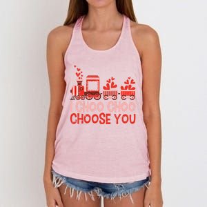 I Choo Choo Choose You Valentines Day Train Gift Women's Knotted Racerback Tank