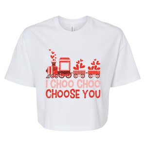 I Choo Choo Choose You Valentines Day Train Gift Bella+Canvas Jersey Crop Tee