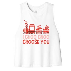 I Choo Choo Choose You Valentines Day Train Gift Women's Racerback Cropped Tank