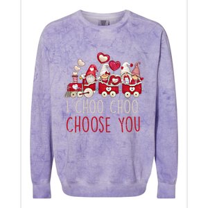 I Choo Choo Choose You Valentines Day Train Gnomes Gift Colorblast Crewneck Sweatshirt