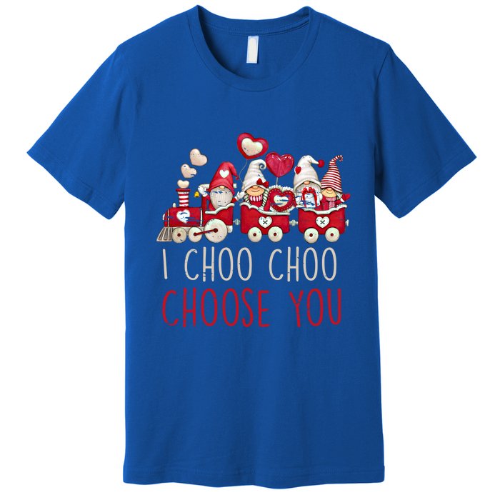 I Choo Choo Choose You Valentines Day Train Gnomes Gift Premium T-Shirt