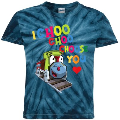 I Choo Choo Choose You Valentine's Day Train Kids Tie-Dye T-Shirt