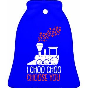 I Choo Choo Choose You Valentines Day Train Heart Railroad Cool Gift Ceramic Bell Ornament