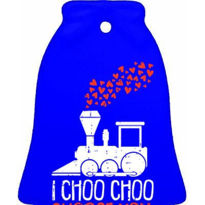 I Choo Choo Choose You Valentines Day Train Heart Railroad Cool Gift Ceramic Bell Ornament