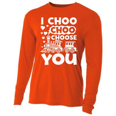 I Choo Choo Choose You Valentines Day Train Locomotive Cute Gift Cooling Performance Long Sleeve Crew