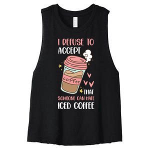 Iced Coffee Cold Brew Latte Coffeeholic Caffeine Espresso Women's Racerback Cropped Tank