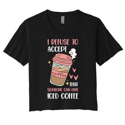 Iced Coffee Cold Brew Latte Coffeeholic Caffeine Espresso Women's Crop Top Tee