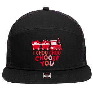 I Choo Choo Choose You Valentines Day Train Meaningful Gift 7 Panel Mesh Trucker Snapback Hat