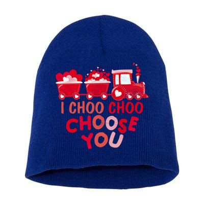 I Choo Choo Choose You Valentines Day Train Meaningful Gift Short Acrylic Beanie