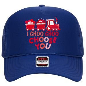 I Choo Choo Choose You Valentines Day Train Meaningful Gift High Crown Mesh Back Trucker Hat