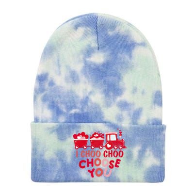 I Choo Choo Choose You Valentines Day Train Meaningful Gift Tie Dye 12in Knit Beanie