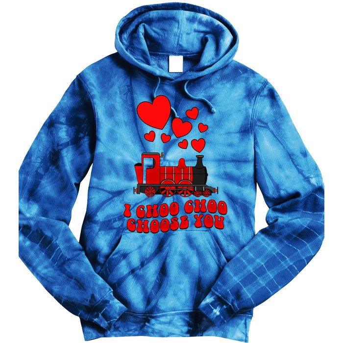 I Choo Choo Choose You Valentines Day Train Gift Tie Dye Hoodie