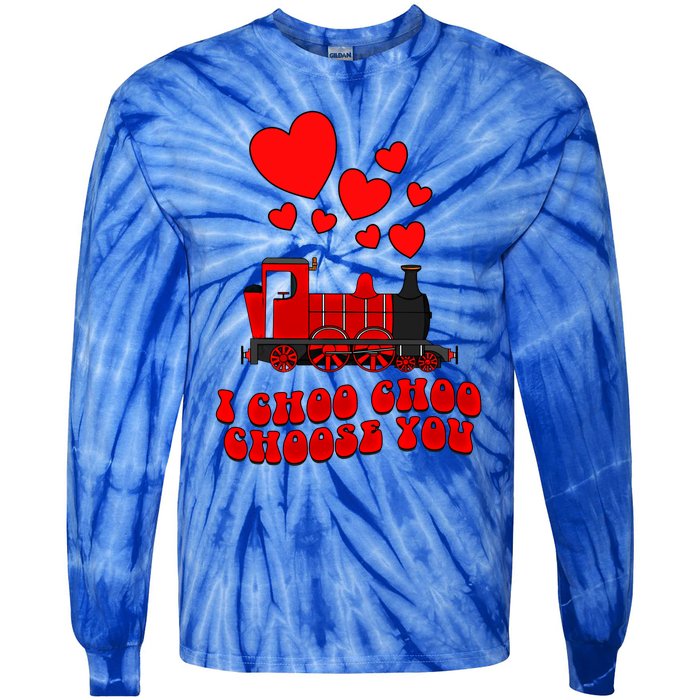 I Choo Choo Choose You Valentines Day Train Gift Tie-Dye Long Sleeve Shirt