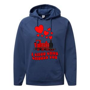 I Choo Choo Choose You Valentines Day Train Gift Performance Fleece Hoodie