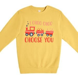 I Choo Choo Choose You Valentines Day Train Cute Gift Premium Crewneck Sweatshirt