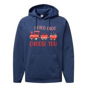 I Choo Choo Choose You Valentines Day Train Cute Gift Performance Fleece Hoodie