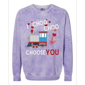 I Choo Choo Choose You Valentines Day Train Gift Colorblast Crewneck Sweatshirt