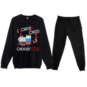 I Choo Choo Choose You Valentines Day Train Gift Premium Crewneck Sweatsuit Set