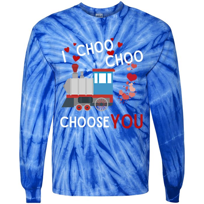 I Choo Choo Choose You Valentines Day Train Gift Tie-Dye Long Sleeve Shirt