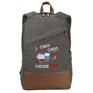 I Choo Choo Choose You Valentines Day Train Gift Cotton Canvas Backpack