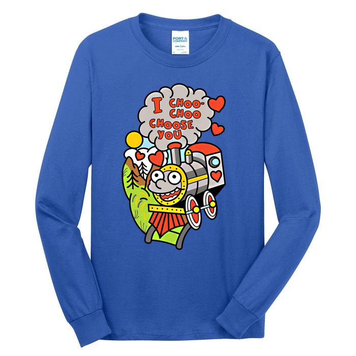 I Choo Choo Choose You Valentines Day Train Gift Tall Long Sleeve T-Shirt