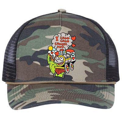 I Choo Choo Choose You Valentines Day Train Gift Retro Rope Trucker Hat Cap