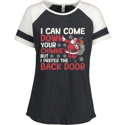 I Can Come Down Your Chimney Dirty Santa Claus Jokes Xmas Pj Gift Enza Ladies Jersey Colorblock Tee