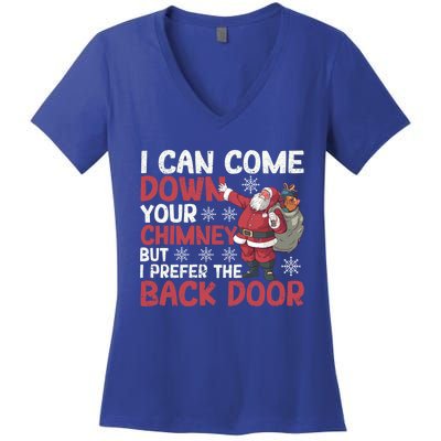 I Can Come Down Your Chimney Dirty Santa Claus Jokes Xmas Pj Gift Women's V-Neck T-Shirt