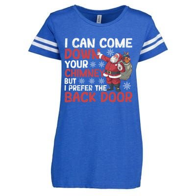 I Can Come Down Your Chimney Dirty Santa Claus Jokes Xmas Pj Gift Enza Ladies Jersey Football T-Shirt